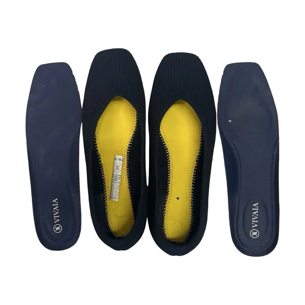 VIVAIA Womens EU 38.5 Blue Knit Ballet Flats Slip On Comfort Lightweight Casual